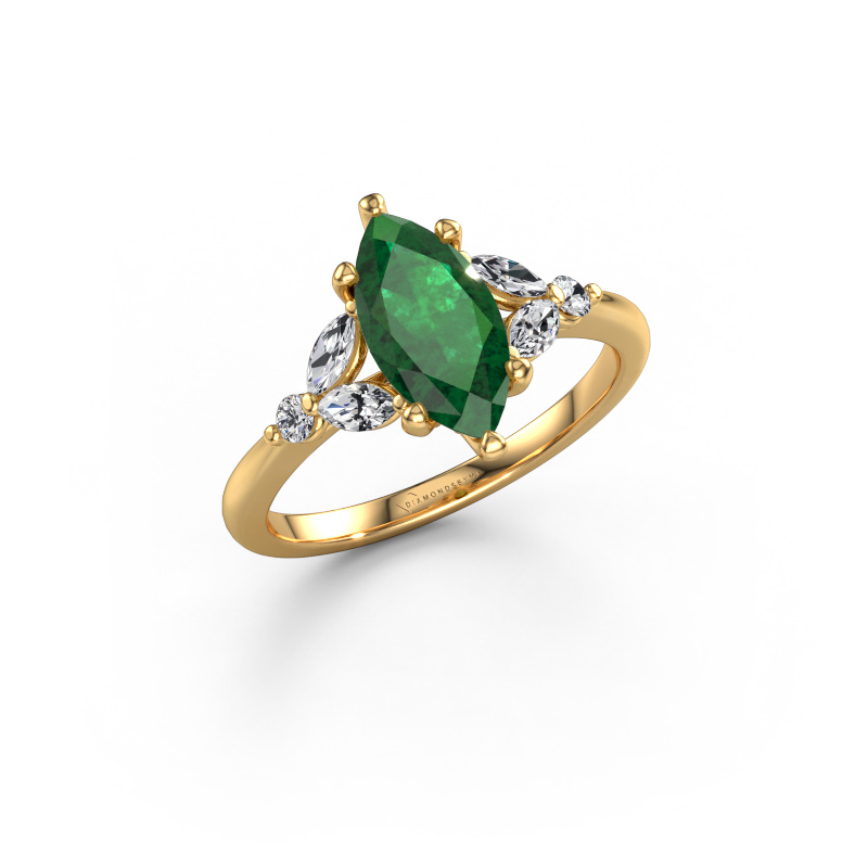 Image of Engagement ring Megan MRQ 585 gold Emerald 11x5.5 mm