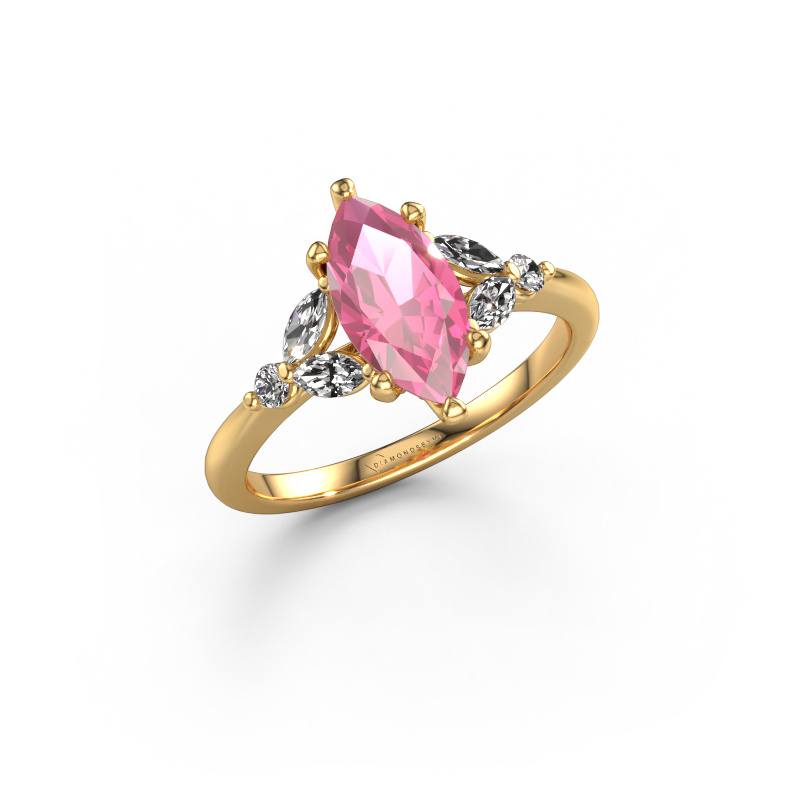 Image of Engagement ring Megan MRQ 585 gold Pink sapphire 11x5.5 mm