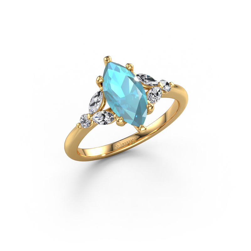 Bild von Verlobungsring Megan MRQ 585 Gold Blau Topas 11x5.5 mm