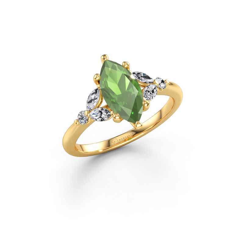 Image de Bague de fiançailles Megan MRQ 585 or jaune Vert tourmaline 11x5.5 mm