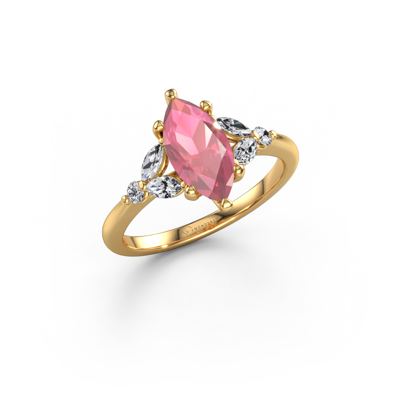 Image of Engagement ring Megan MRQ 585 gold Tourmaline pink 11x5.5 mm
