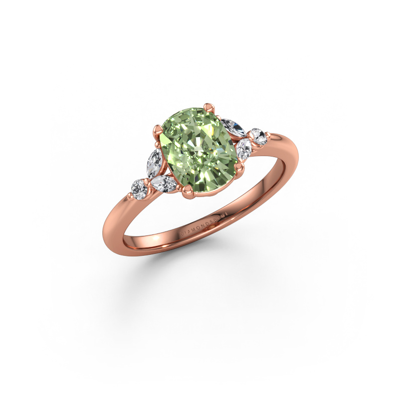 Bild av Förlovningsring Megan CSH 585 roséguld Grön labbodlad diamant 8x6 mm
