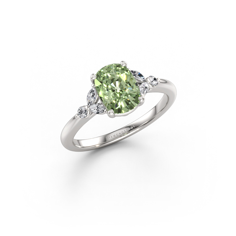 Immagine di Anello di fidanzamento Megan CSH 585 oro bianco Diamante lab grown verde 8x6 mm
