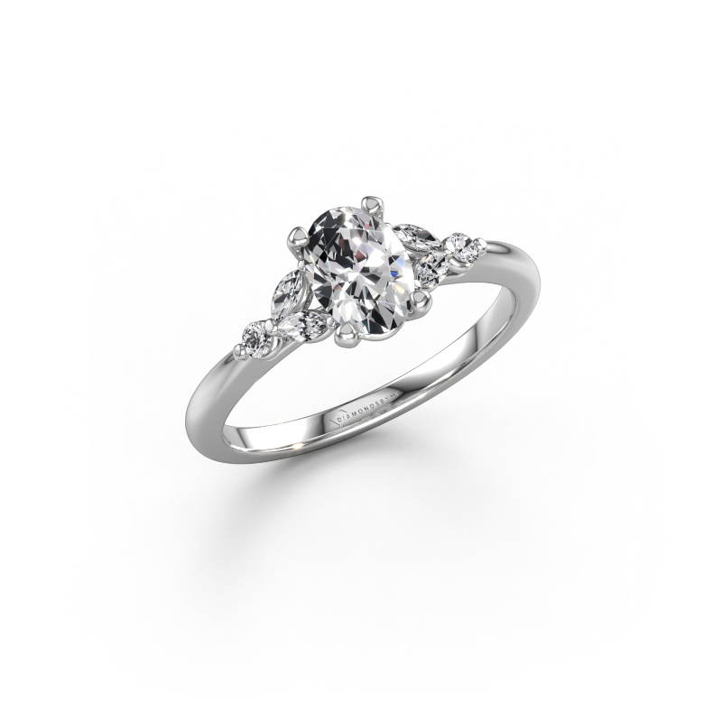 Image of Engagement ring Megan OVL 585 white gold Diamond 0.85 crt