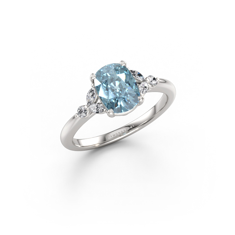 Bild av Förlovningsring Megan CSH 950 platina Blå labbodlad diamant 8x6 mm