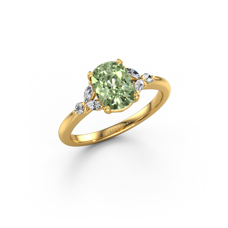 Image of Engagement ring Megan CSH 585 gold Green lab grown diamond 8x6 mm