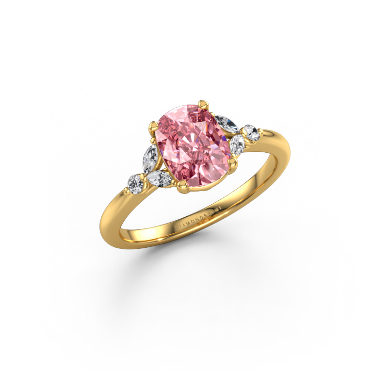 Image of Engagement ring Megan CSH 585 gold Pink lab grown diamond 8x6 mm