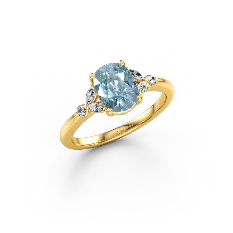 Image of Engagement ring Megan CSH 585 gold Blue lab grown diamond 8x6 mm