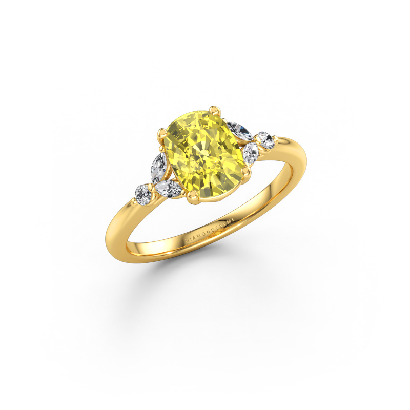 Image of Engagement ring Megan CSH 585 gold Yellow lab grown diamond 8x6 mm