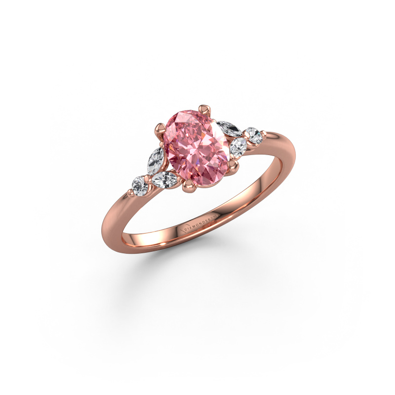Image de Bague de fiançailles Megan OVL 585 or rose Diamant synthétique roze 7,5x5,5 mm
