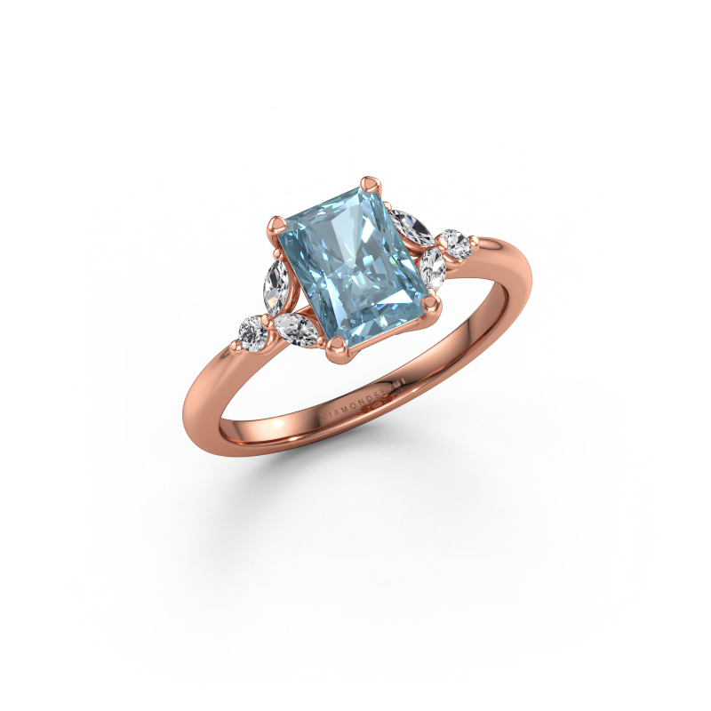 Bild av Förlovningsring Megan RAD 585 roséguld Blå labbodlad diamant 7.5x5.5 mm