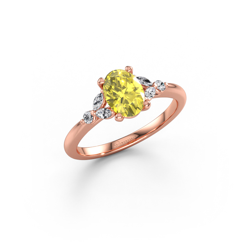 Immagine di Anello di fidanzamento Megan OVL 585 oro rosa Diamante lab grown giallo 7,5x5,5 mm