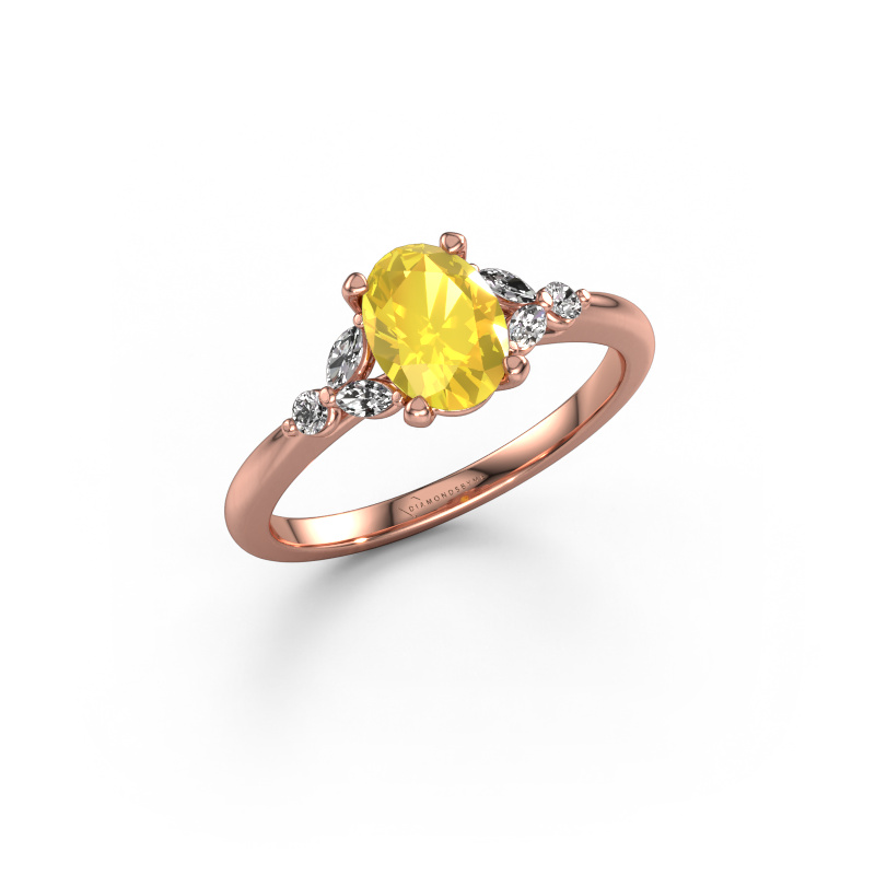 Bild von Verlobungsring Megan OVL 585 Roségold Gelb Saphir 7,5x5,5 mm