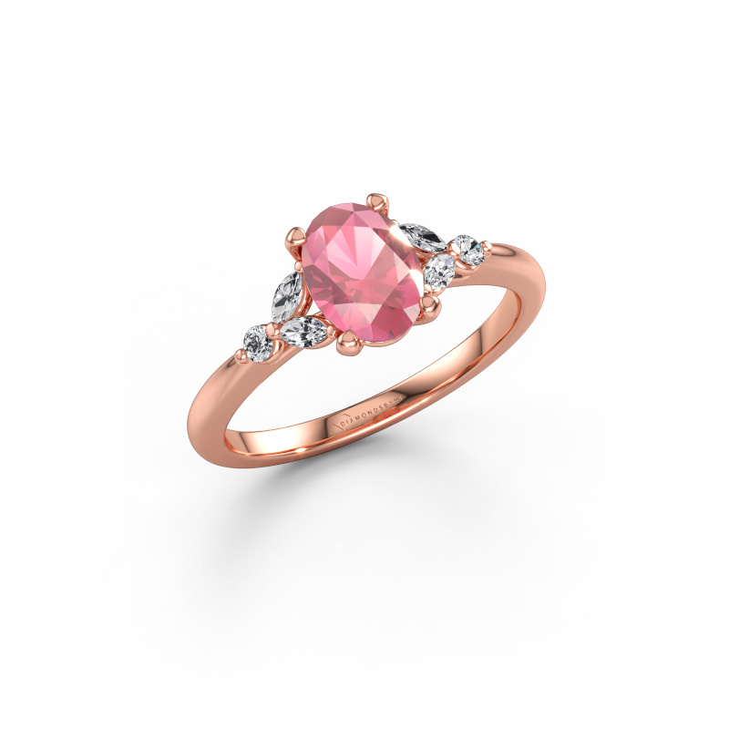 Bild av Förlovningsring Megan OVL 585 roséguld Rosa turmalin 7,5x5,5 mm