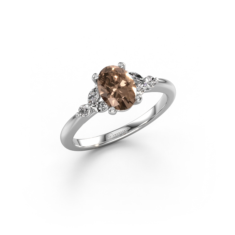 Image of Engagement ring Megan OVL 950 platinum Brown diamond 0.95 crt