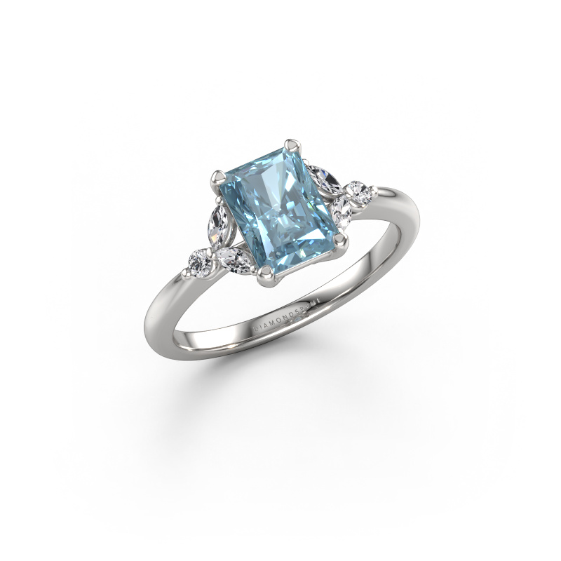 Image of Engagement ring Megan RAD 950 platinum Blue lab grown diamond 7.5x5.5 mm
