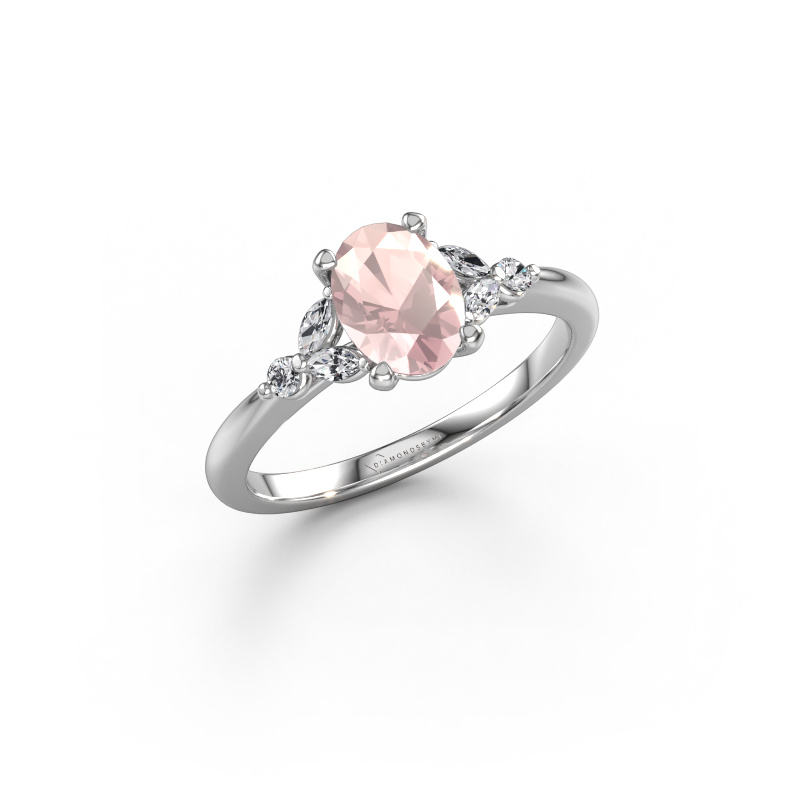 Image of Engagement ring Megan OVL 950 platinum Morganite champagne 7,5x5,5 mm