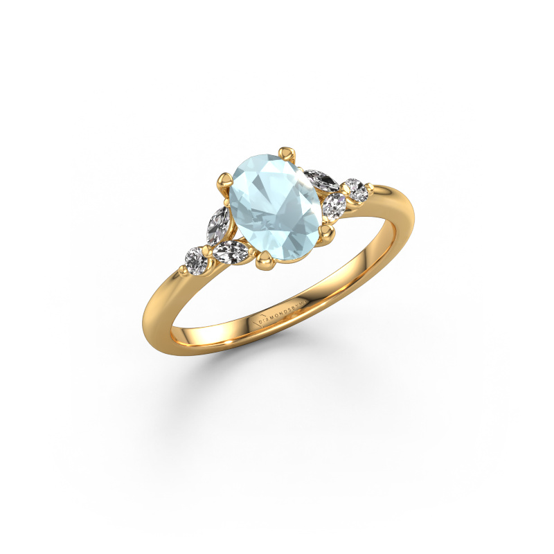 Image of Engagement ring Megan OVL 585 gold Aquamarine 7,5x5,5 mm
