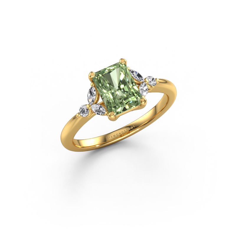 Image of Engagement ring Megan RAD 585 gold Green lab grown diamond 7.5x5.5 mm