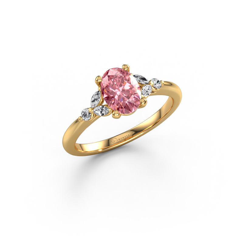 Image of Engagement ring Megan OVL 585 gold Pink lab grown diamond 7,5x5,5 mm