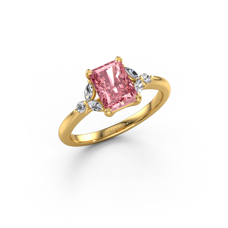 Image of Engagement ring Megan RAD 585 gold Pink lab grown diamond 7.5x5.5 mm