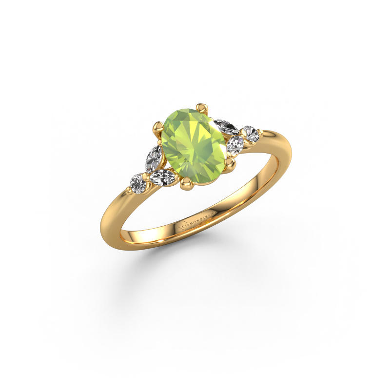 Image of Engagement ring Megan OVL 585 gold Peridot 7,5x5,5 mm