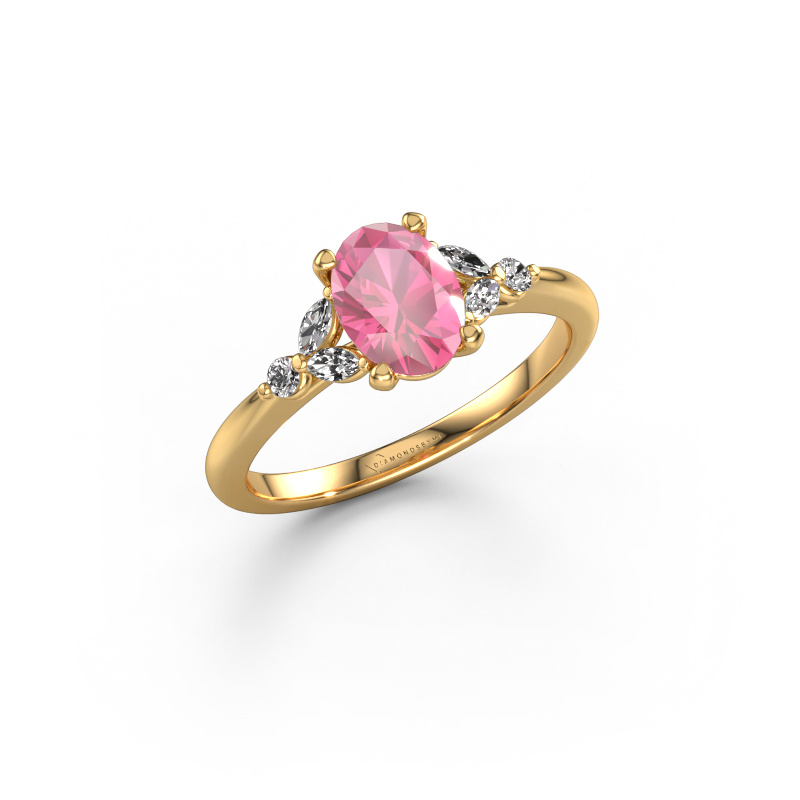 Image de Bague de fiançailles Megan OVL 585 or jaune Saphir rose 7,5x5,5 mm
