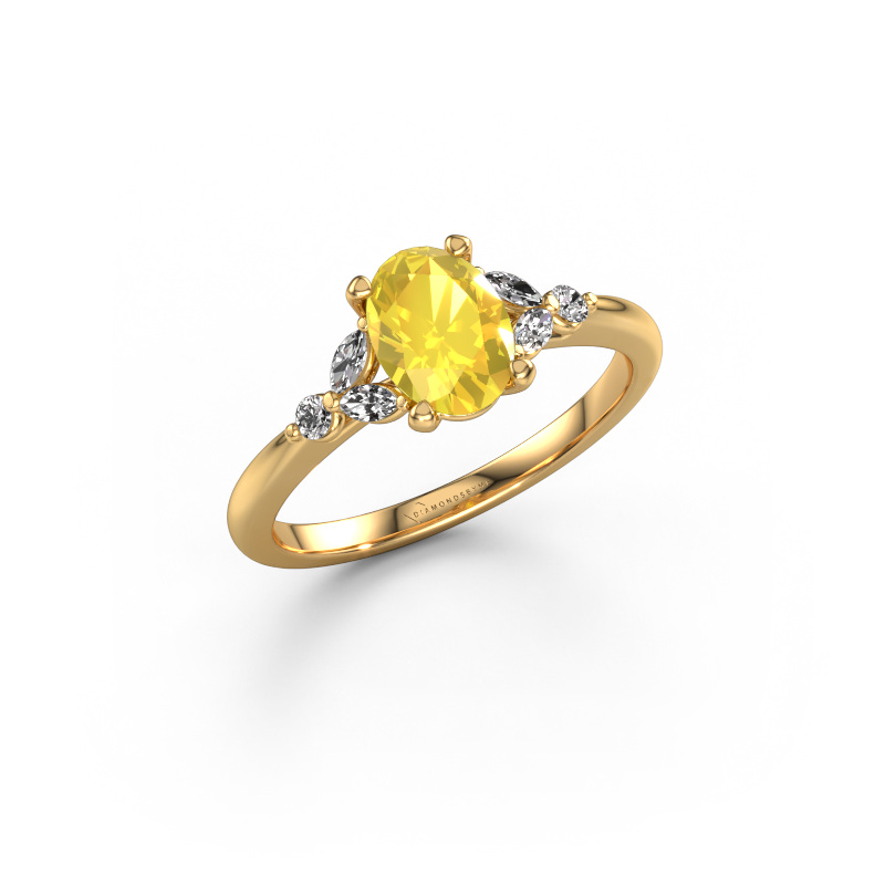 Bild von Verlobungsring Megan OVL 585 Gold Gelb Saphir 7,5x5,5 mm
