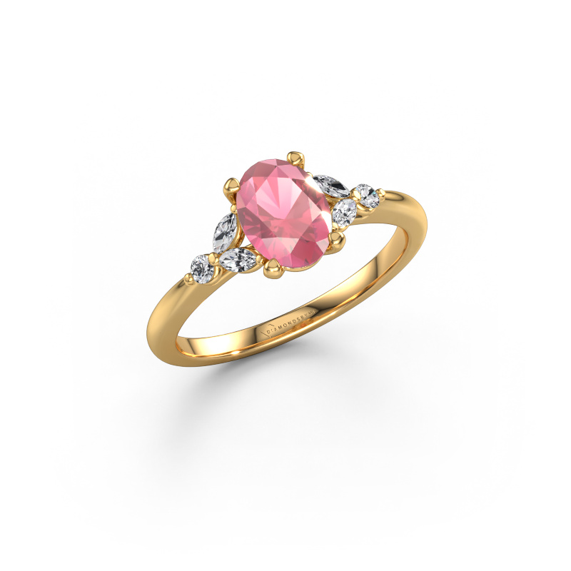 Image of Engagement ring Megan OVL 585 gold Tourmaline pink 7,5x5,5 mm