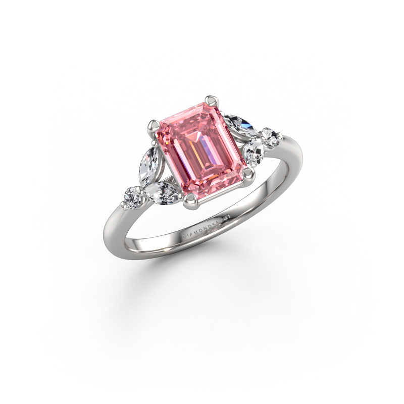 Image of Engagement ring Megan EME 950 platinum Pink lab grown diamond 8x6 mm