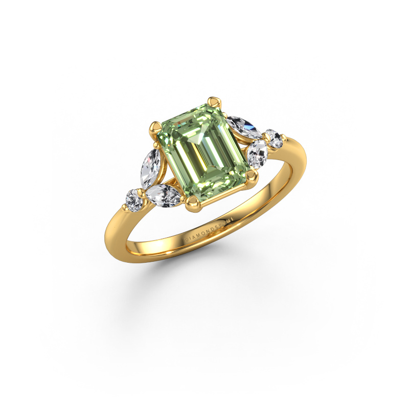 Image de Bague de fiançailles Megan EME 585 or jaune Diamants synthétiques vert 8x6 mm