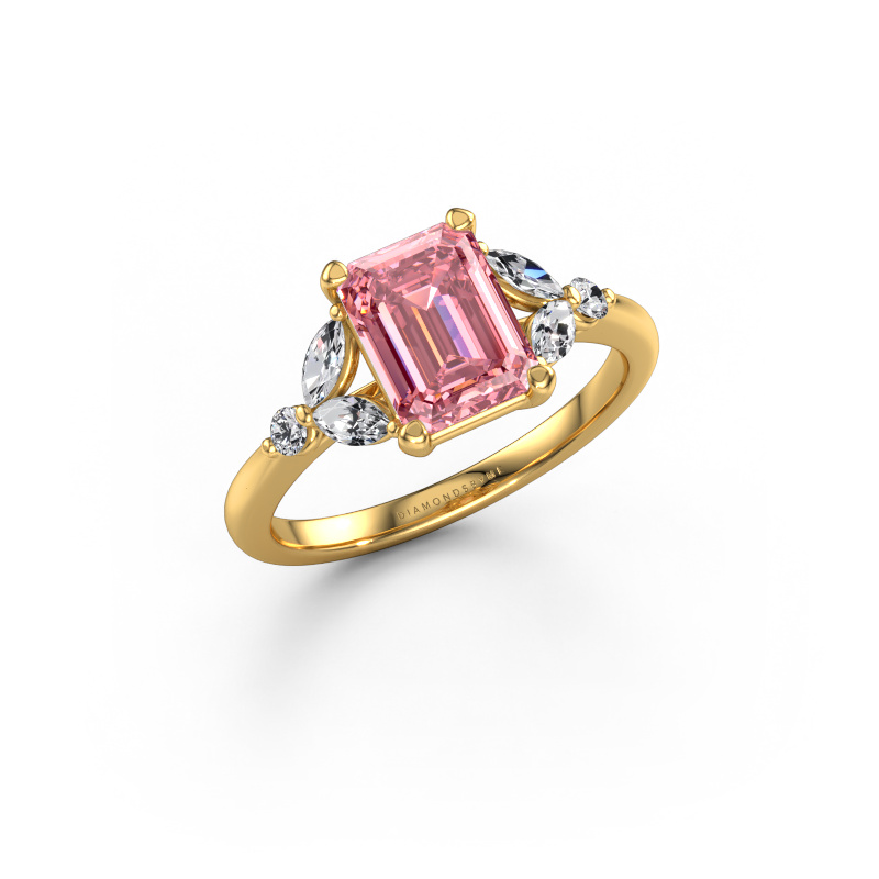 Image of Engagement ring Megan EME 585 gold Pink lab grown diamond 8x6 mm