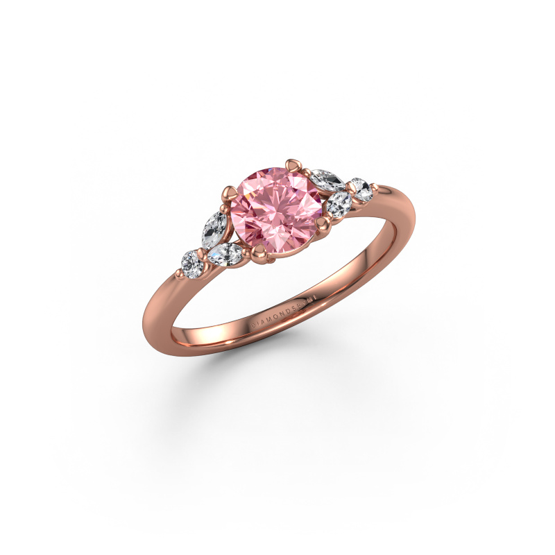 Image of Engagement ring Megan RND 585 rose gold Pink lab grown diamond 5.7 mm