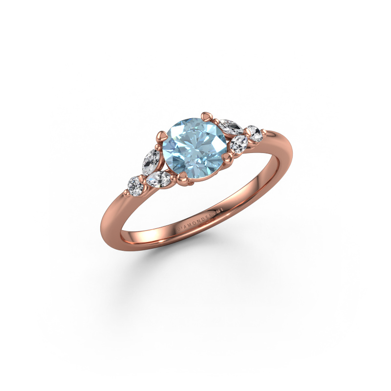 Image of Engagement ring Megan RND 585 rose gold Blue lab grown diamond 5.7 mm