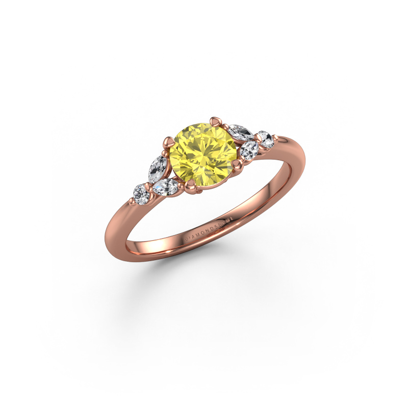 Image of Engagement ring Megan RND 585 rose gold Yellow lab grown diamond 5.7 mm