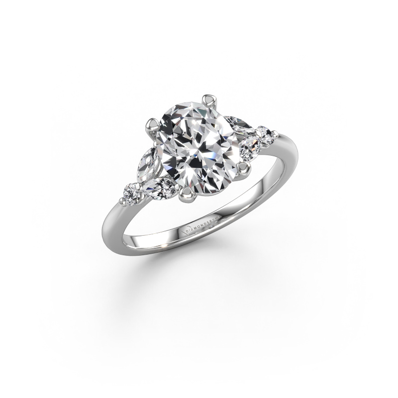 Image de Bague de fiançailles Megan OVL 950 platine Diamant synthétique 2.26 crt