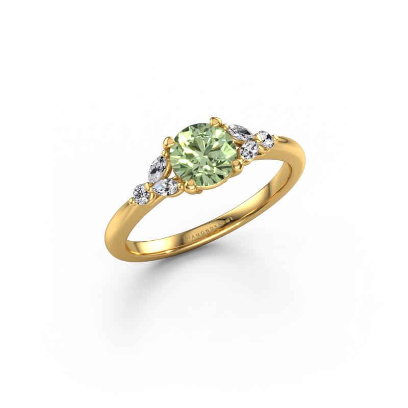 Image of Engagement ring Megan RND 585 gold Green lab grown diamond 5.7 mm