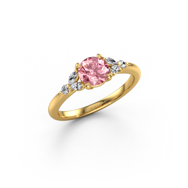 Image of Engagement ring Megan RND 585 gold Pink lab grown diamond 5.7 mm