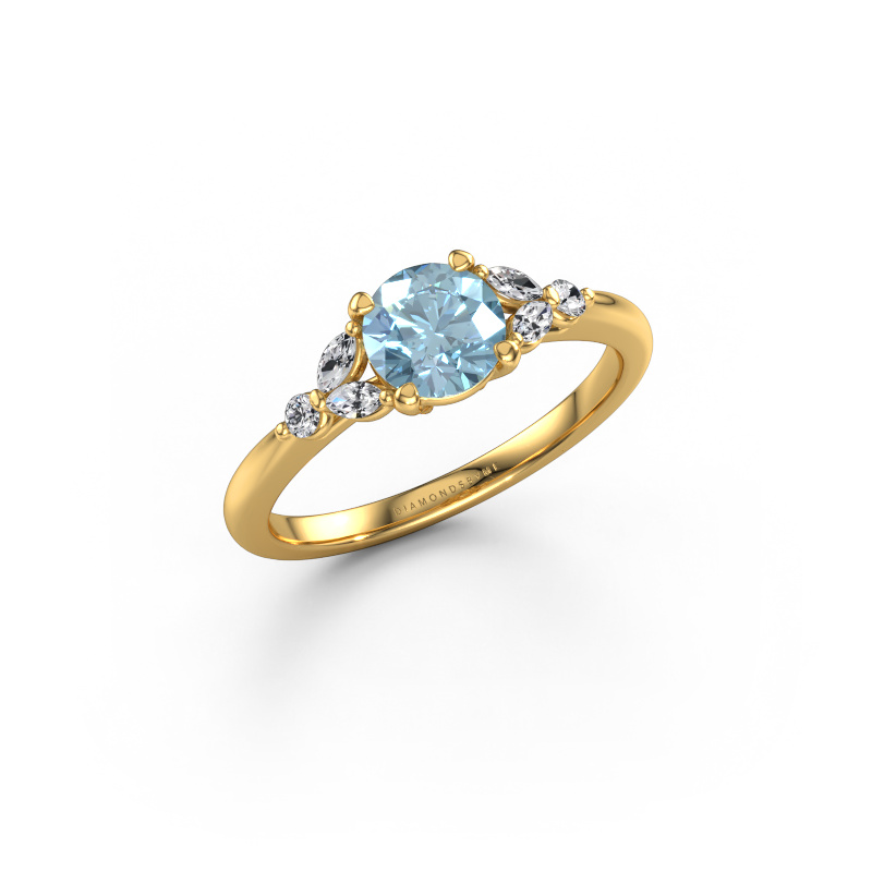 Image of Engagement ring Megan RND 585 gold Blue lab grown diamond 5.7 mm