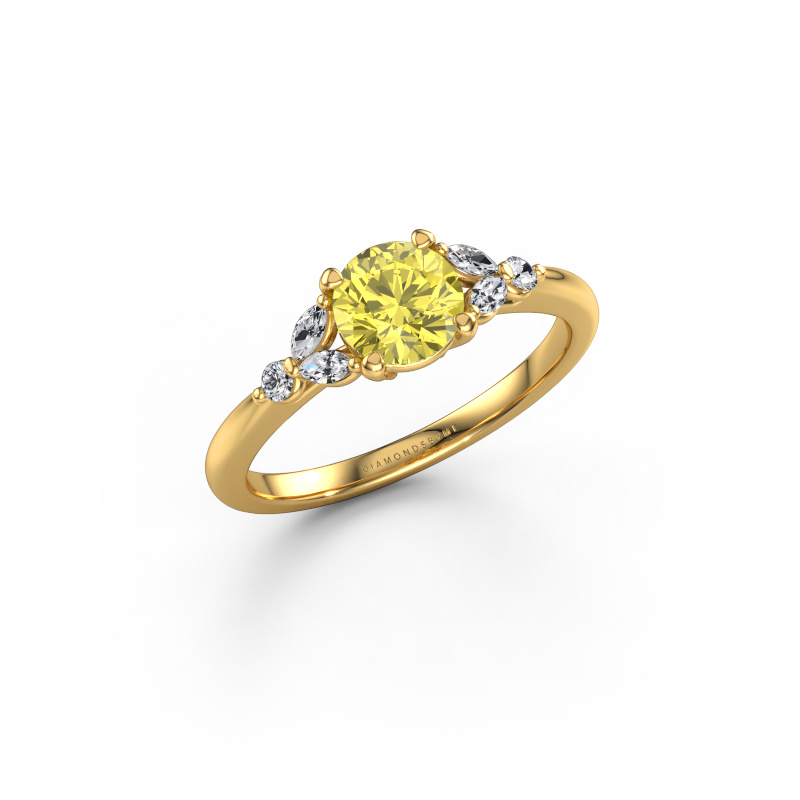 Image of Engagement ring Megan RND 585 gold Yellow lab grown diamond 5.7 mm