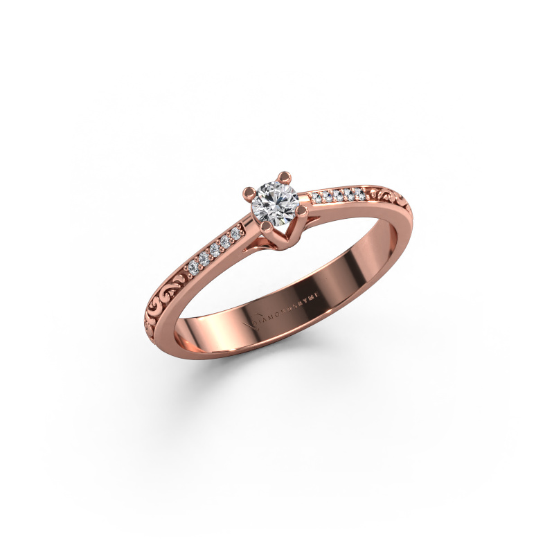 Image de Bague de fiançailles Mei 585 or rose Diamant synthétique 0.134 crt
