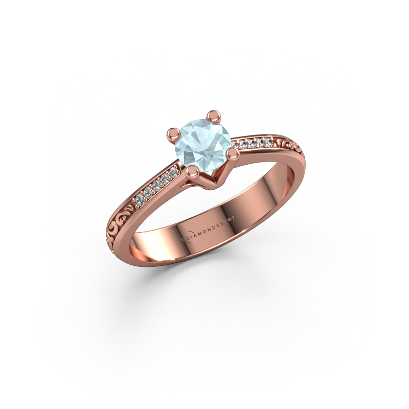 Bild von Verlobungsring Mei 585 Roségold Aquamarin 4.7 mm