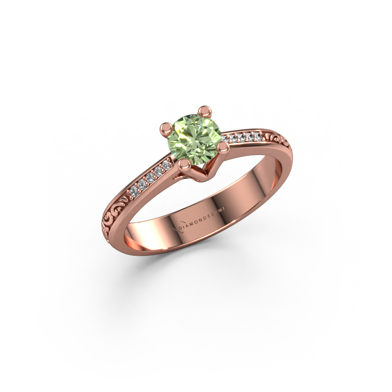 Bild von Verlobungsring Mei 585 Roségold Grüner Labor-Diamant 4.7 mm