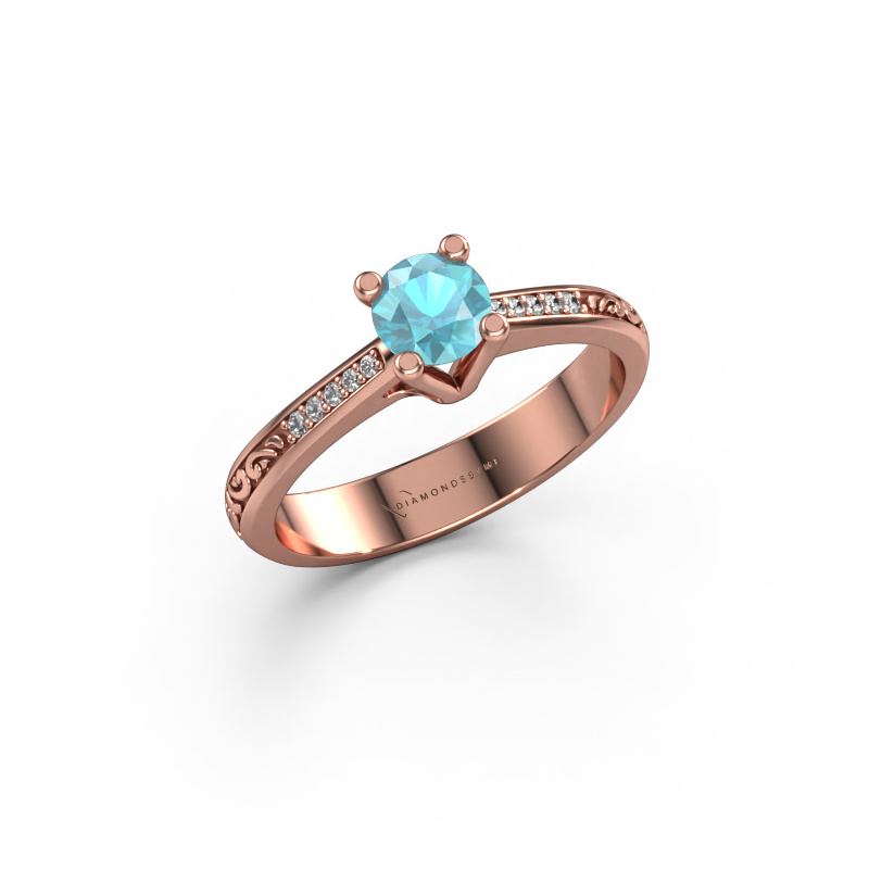 Image de Bague de fiançailles Mei 585 or rose Topaze bleue 4.7 mm