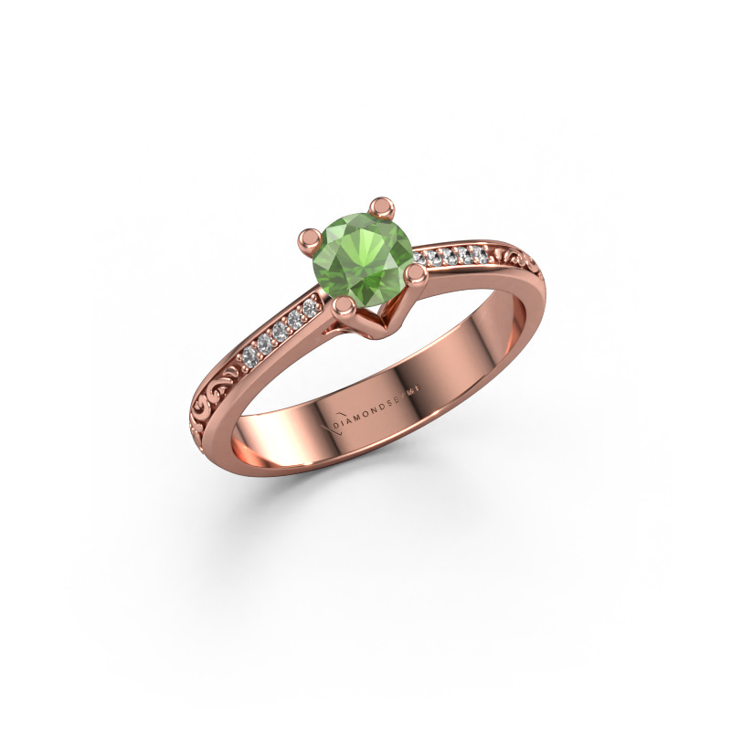 Image of Engagement ring Mei 585 rose gold Tourmaline green 4.7 mm