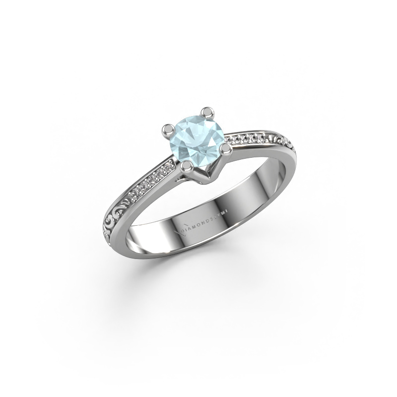 Image of Engagement ring Mei 585 white gold Aquamarine 4.7 mm