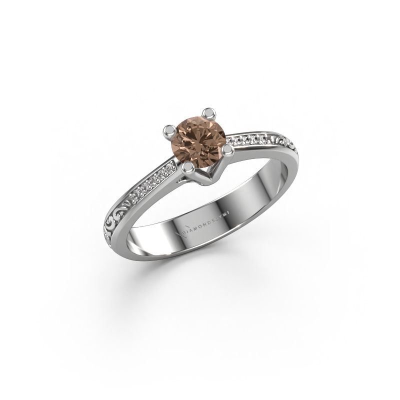 Image de Bague de fiançailles Mei 585 or blanc Diamant brun 0.449 crt