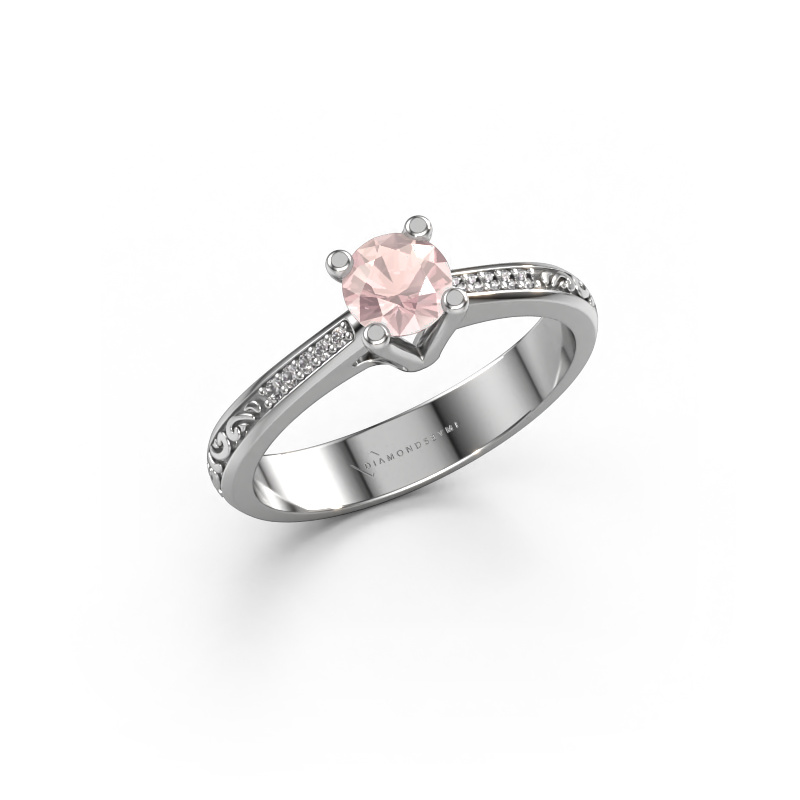 Image of Engagement ring Mei 585 white gold Morganite champagne 4.7 mm