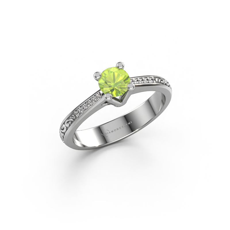 Image of Engagement ring Mei 585 white gold Peridot 4.7 mm