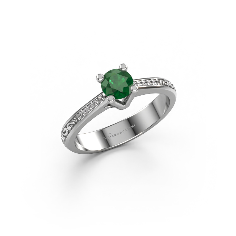 Image of Engagement ring Mei 950 platinum Emerald 4.7 mm